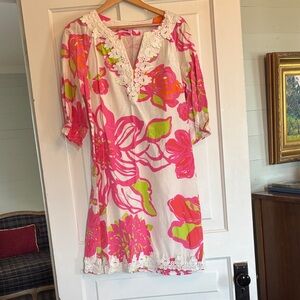 Lilly Pulitzer Pink and Green Floral Long Sleeve Dress